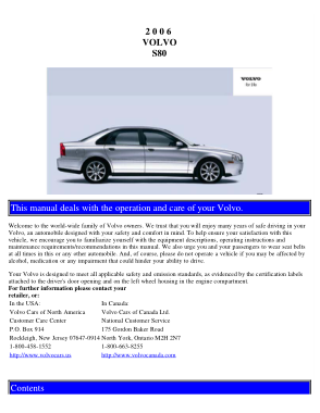 2006 Volvo S80 Owners Manual